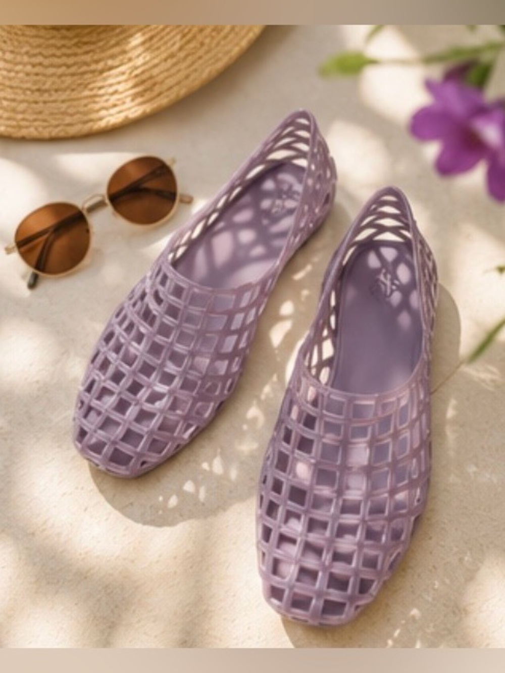 Giani Bernini Jelly Woven Flats Lilac Slip On Shoes 8M